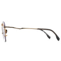 Sunglasses with gold frame and black arms on a white background