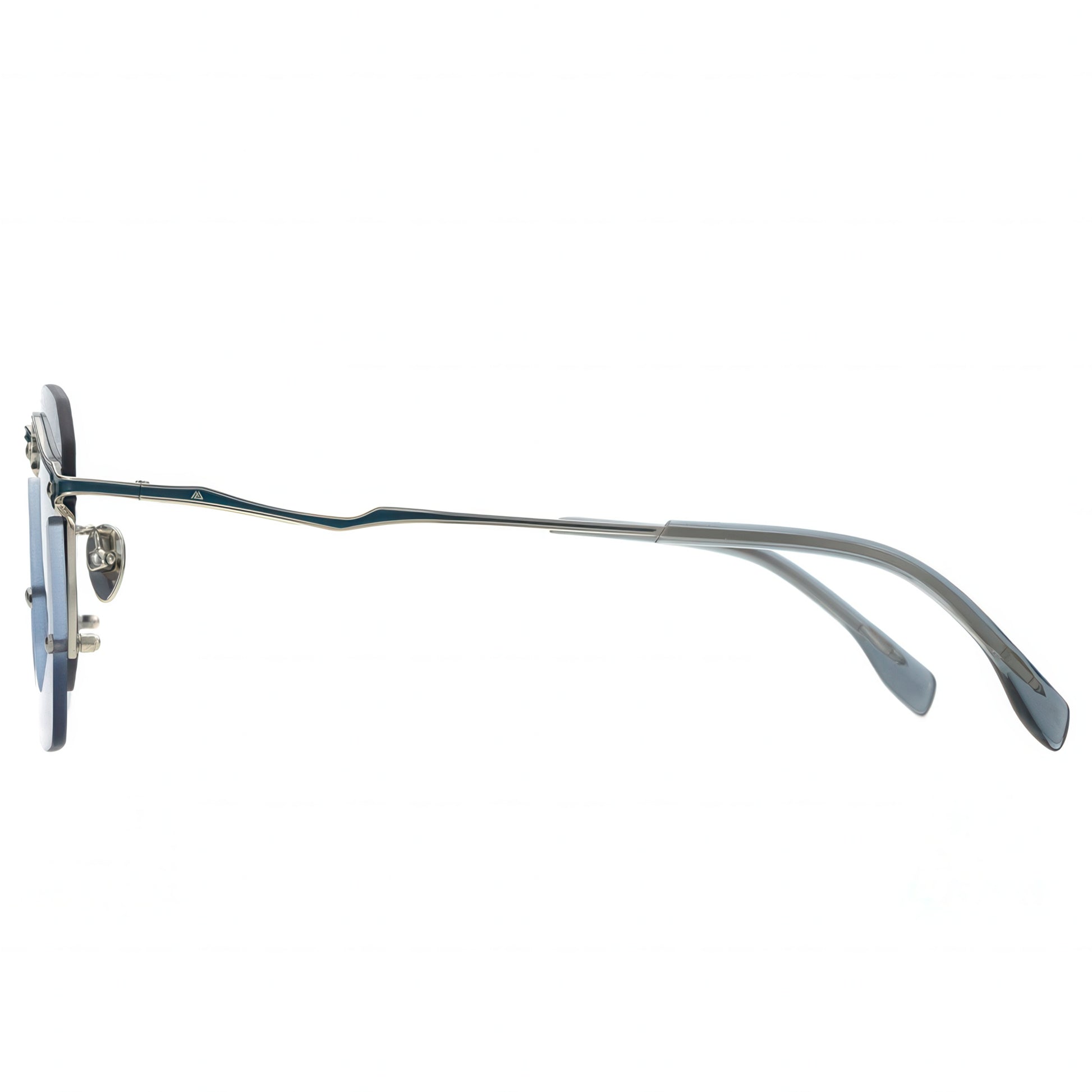 Sunglasses with a thin metal frame on a white background