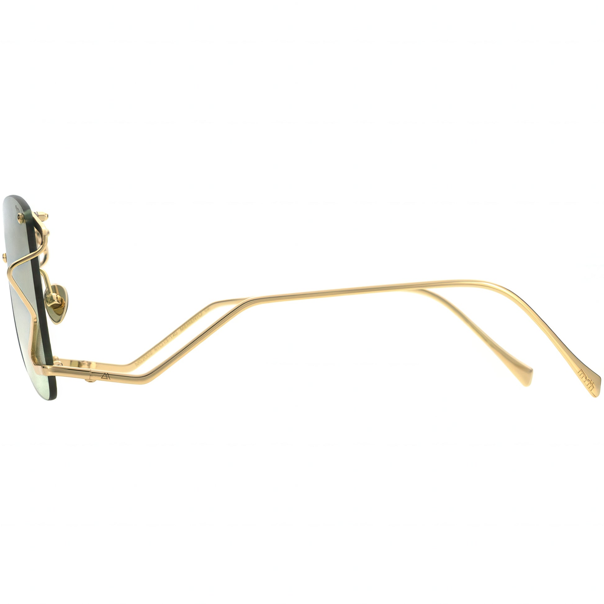 Gold-framed sunglasses on a white background