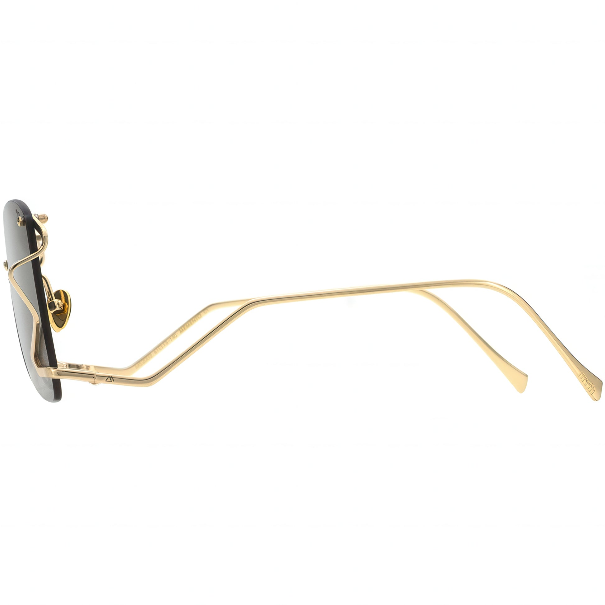 Gold-framed sunglasses on a white background