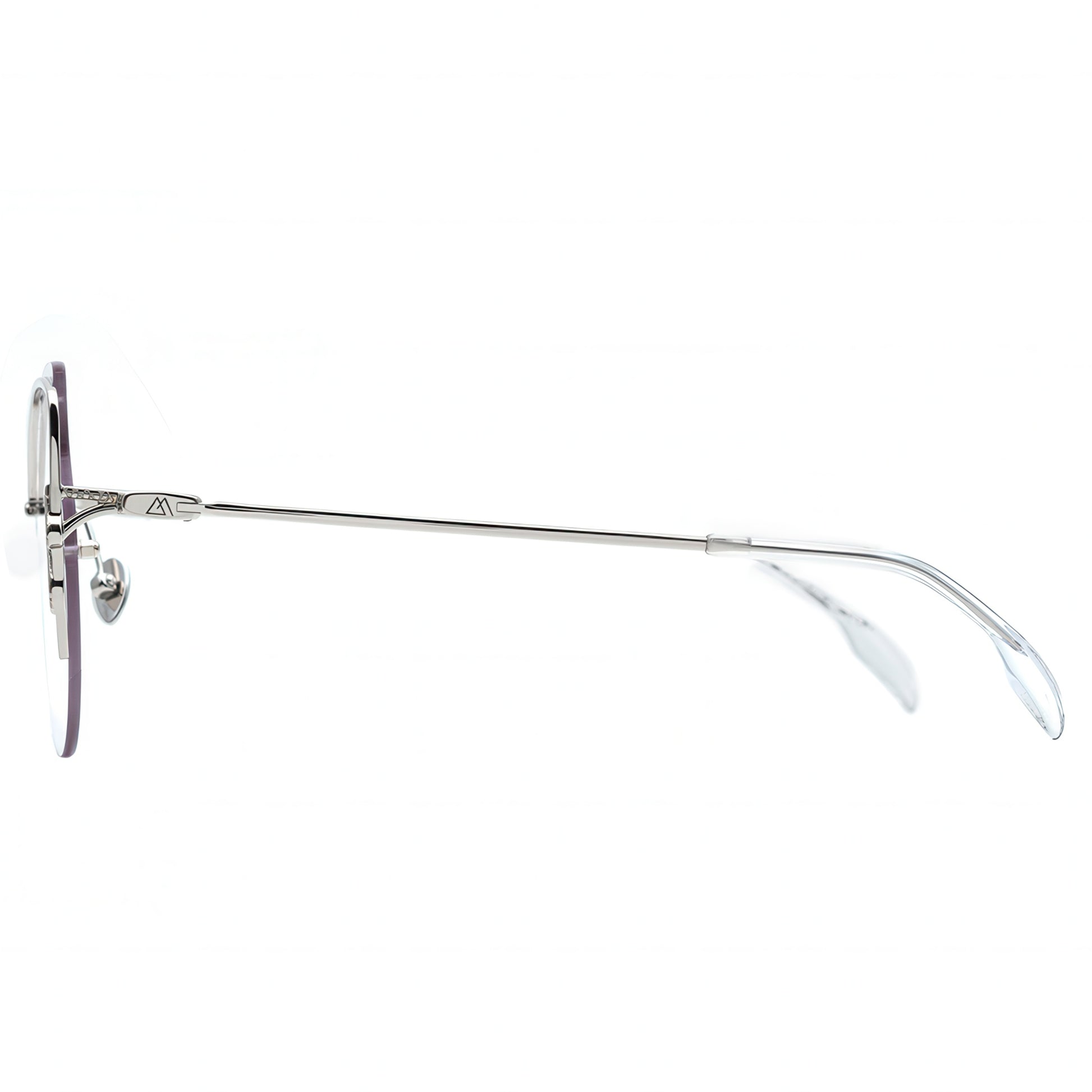 Silver eyeglasses on a white background