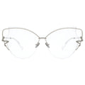 Silver cat-eye glasses on a white background