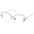 Silver cat-eye glasses on a white background