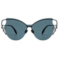 MYTH Greece retro cat eye sunglasses. Womens laides blue grey retro 70s butterfly shape sunglasses with snake shape rim decoration.thin  metal frame elegant vibe
