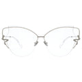 MYTH Greece retro cat eye sunglasses. Womens laides transparent retro 70s butterfly shape sunglasses with snake shape rim decoration. thin  silver metal frame, elegant vibe