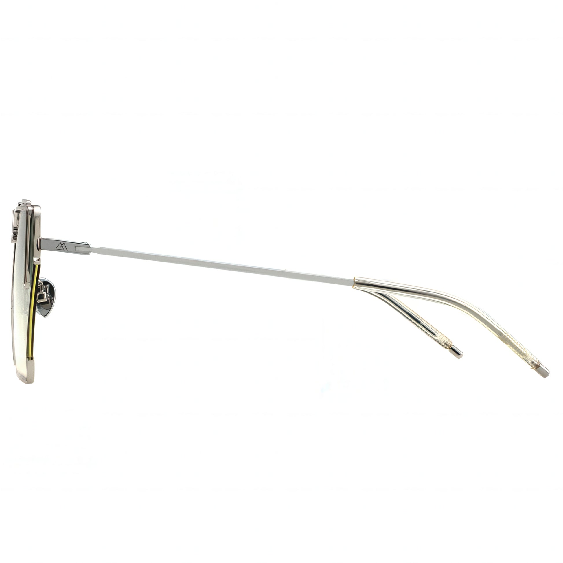 Sunglasses with thin metal frame on a white background