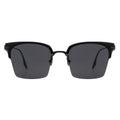 Black sunglasses with dark lenses on a white background