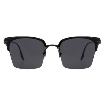 Black sunglasses with dark lenses on a white background