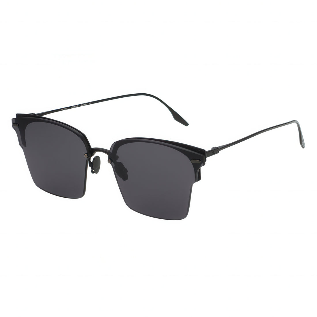 Black sunglasses with dark lenses on a white background