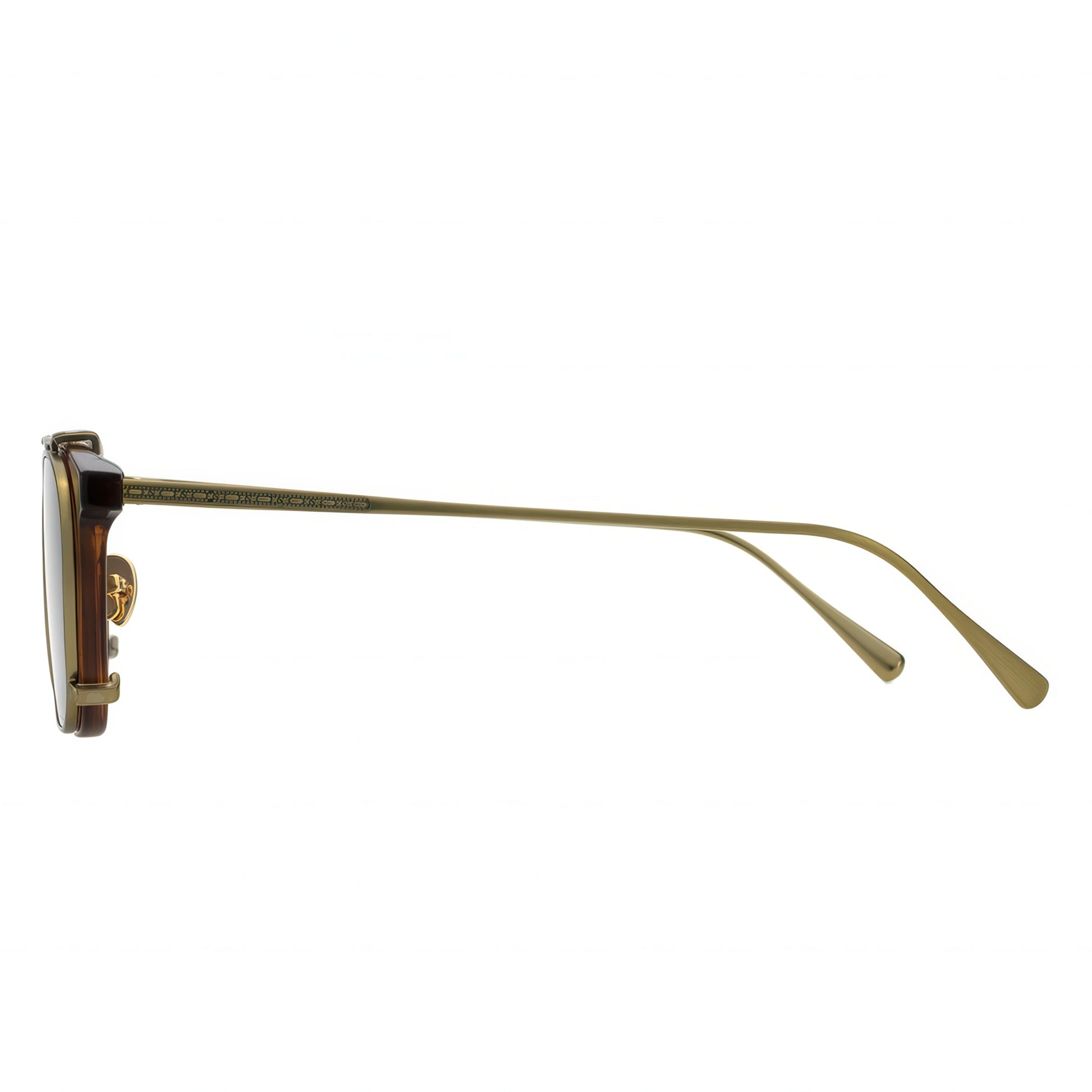 Gold-framed sunglasses on a white background