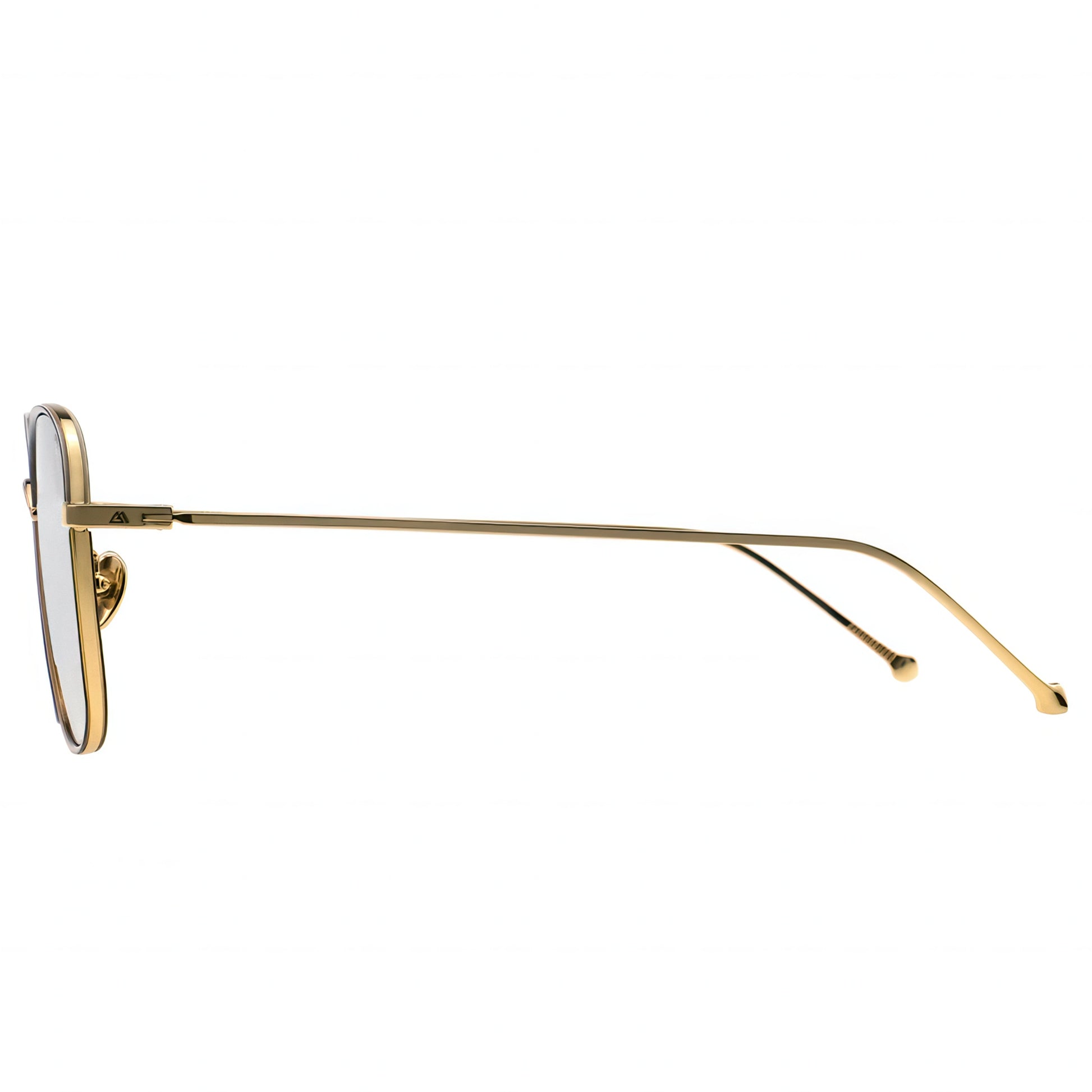 Gold-framed sunglasses on a white background