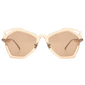 Beige sunglasses with a white background
