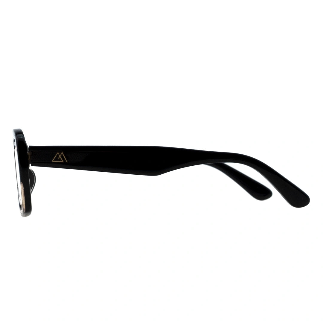 Black sunglasses with mythgreece eyewear logo