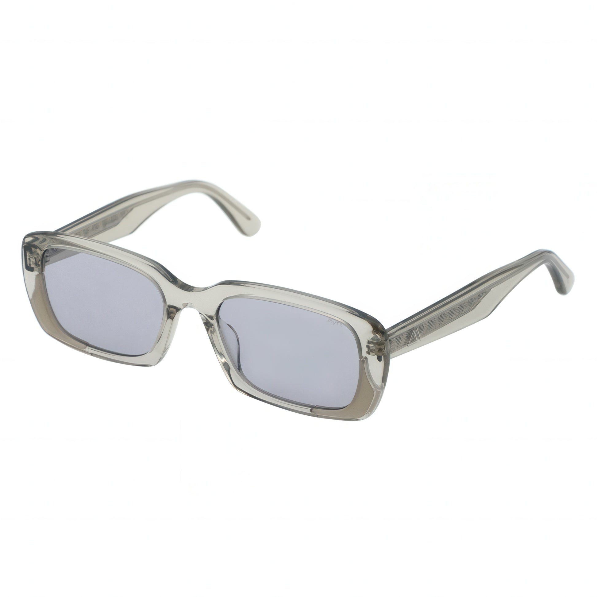 Rectangle sunglasses with transparent frame and light gray lenses 