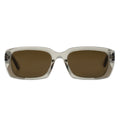 Rectangle sunglasses with clear frame and brown lenses 