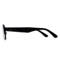 Black rectangle sunglasses with a brand logo of MythGreece