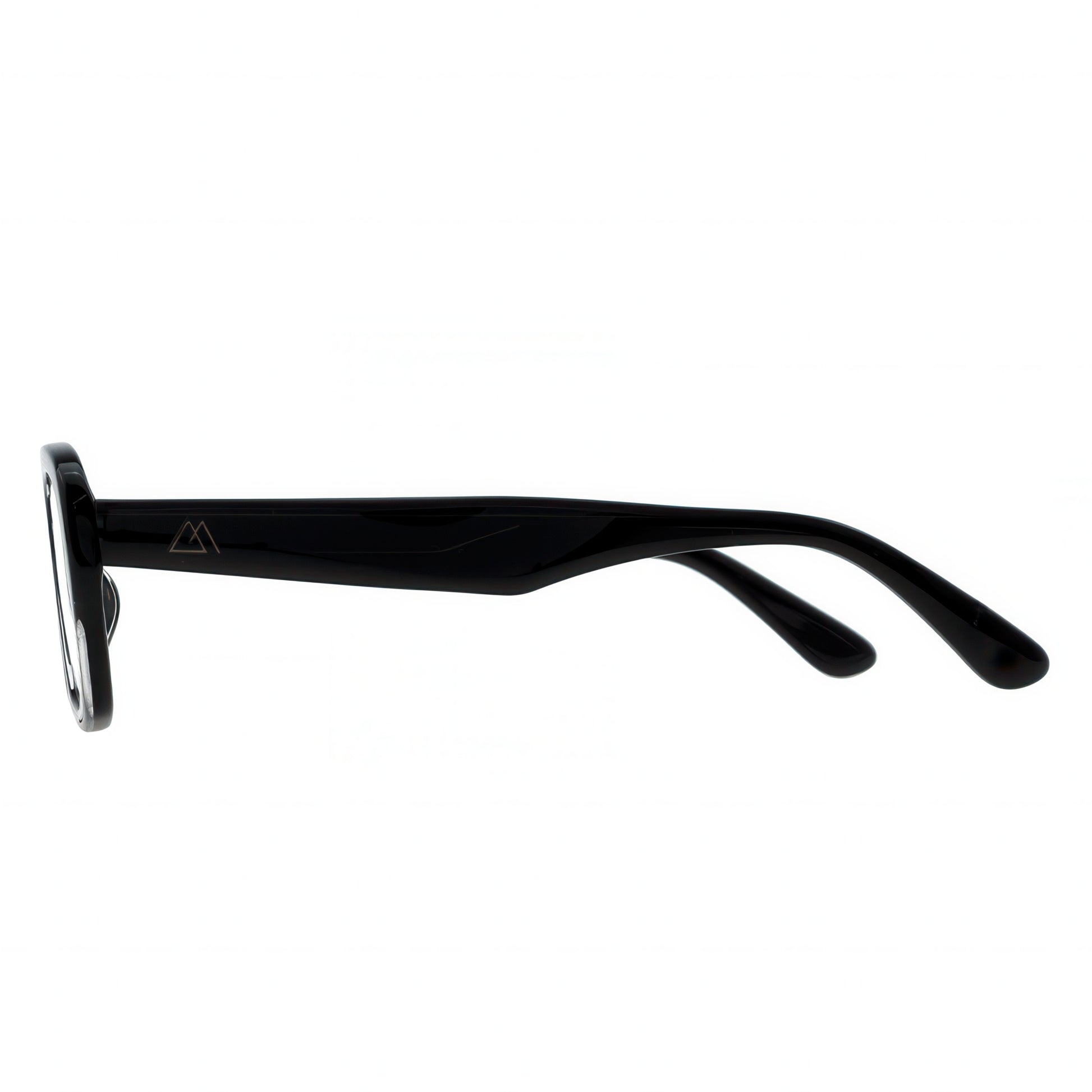 Black rectangle sunglasses with a brand logo of MythGreece