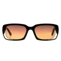 Black rectangle sunglasses with orange gradient lenses 