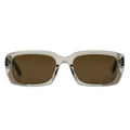 rectangle Sunglasses with clear frame and brown lenses 