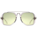 Aviator sunglasses with green lenses and silver frame 