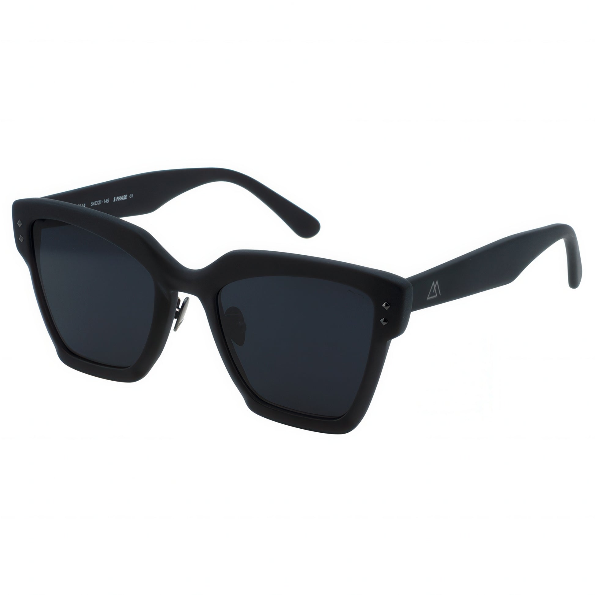 square all-black sunglasses, thick-frame acetate sunglasses oversiezed black sunglasses with adjustable nose pad
