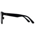 Black sunglasses with a logo on a white background