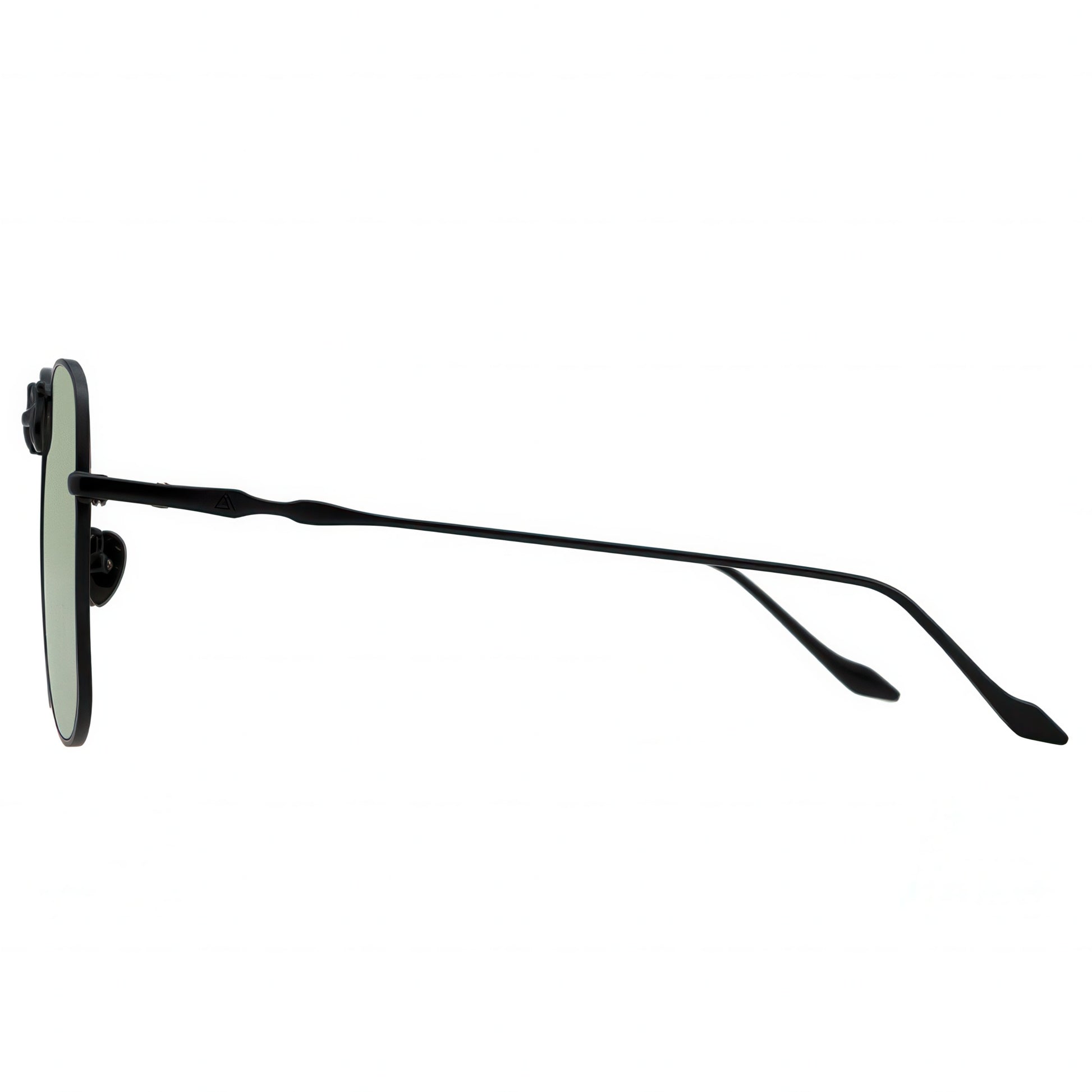 Black sunglasses with round lenses on a white background