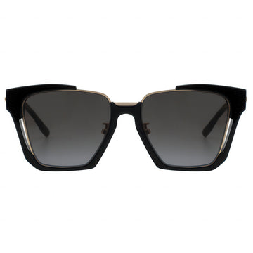 Black sunglasses with dark lenses on a white background