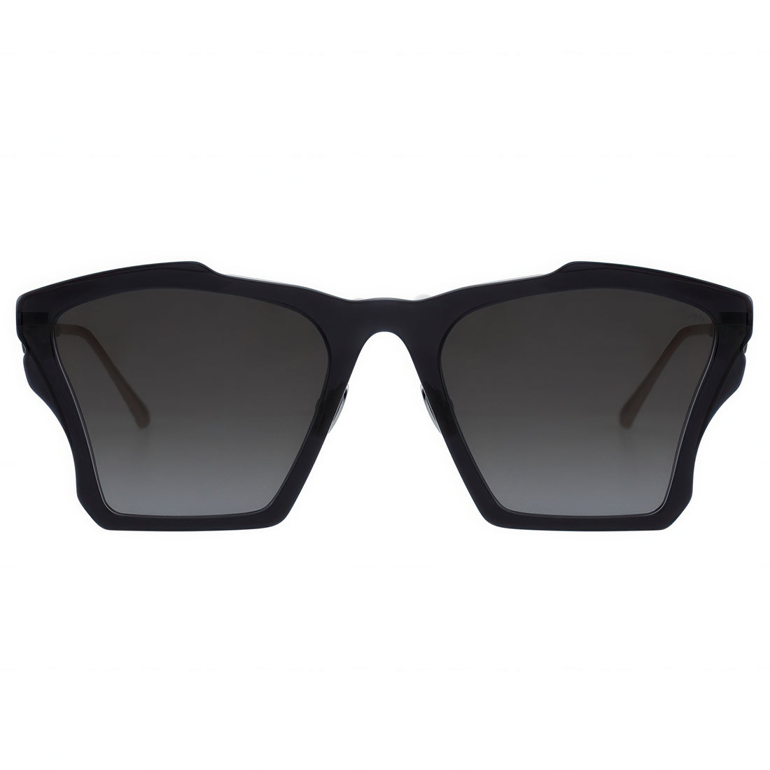 Black sunglasses with dark lenses on a white background