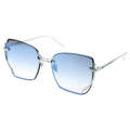 Sunglasses with blue gradient lenses and silver frame on a white background