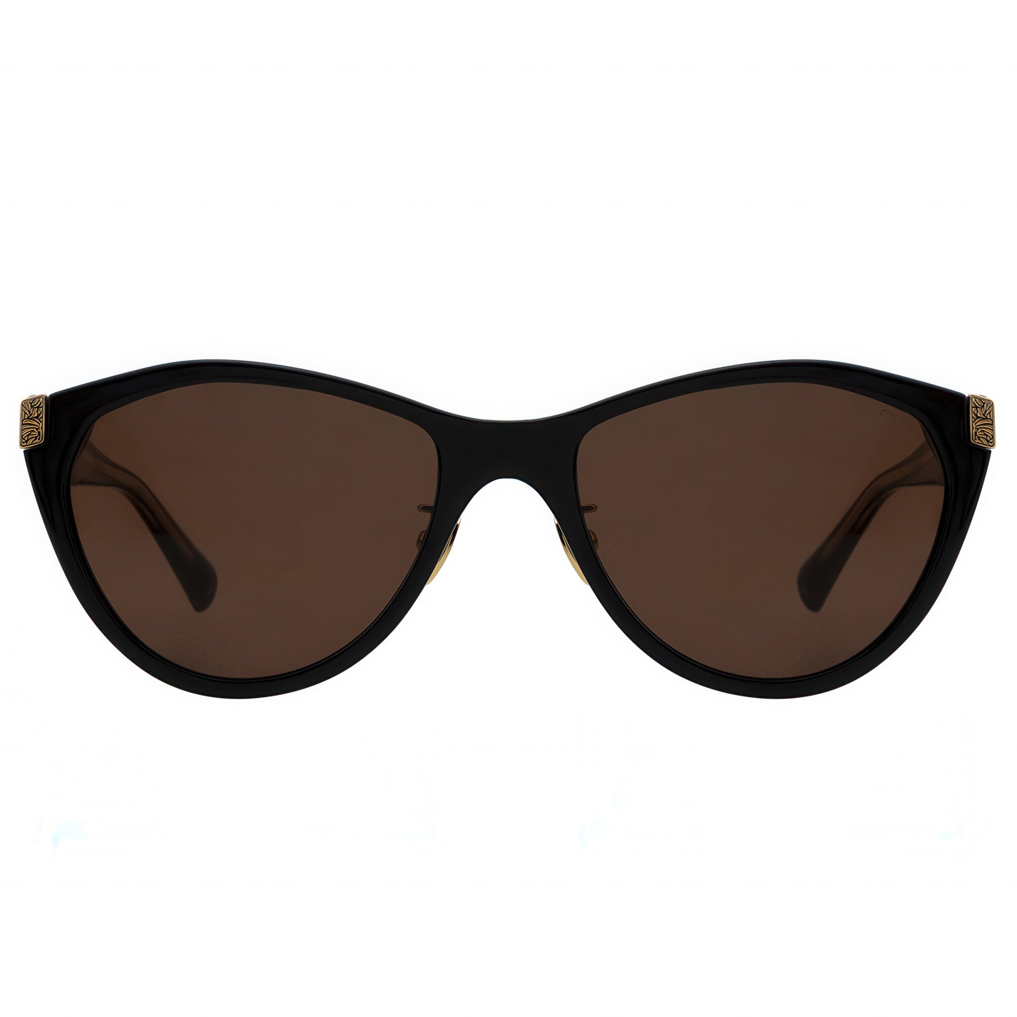 Black cat-eye sunglasses with brown lenses 