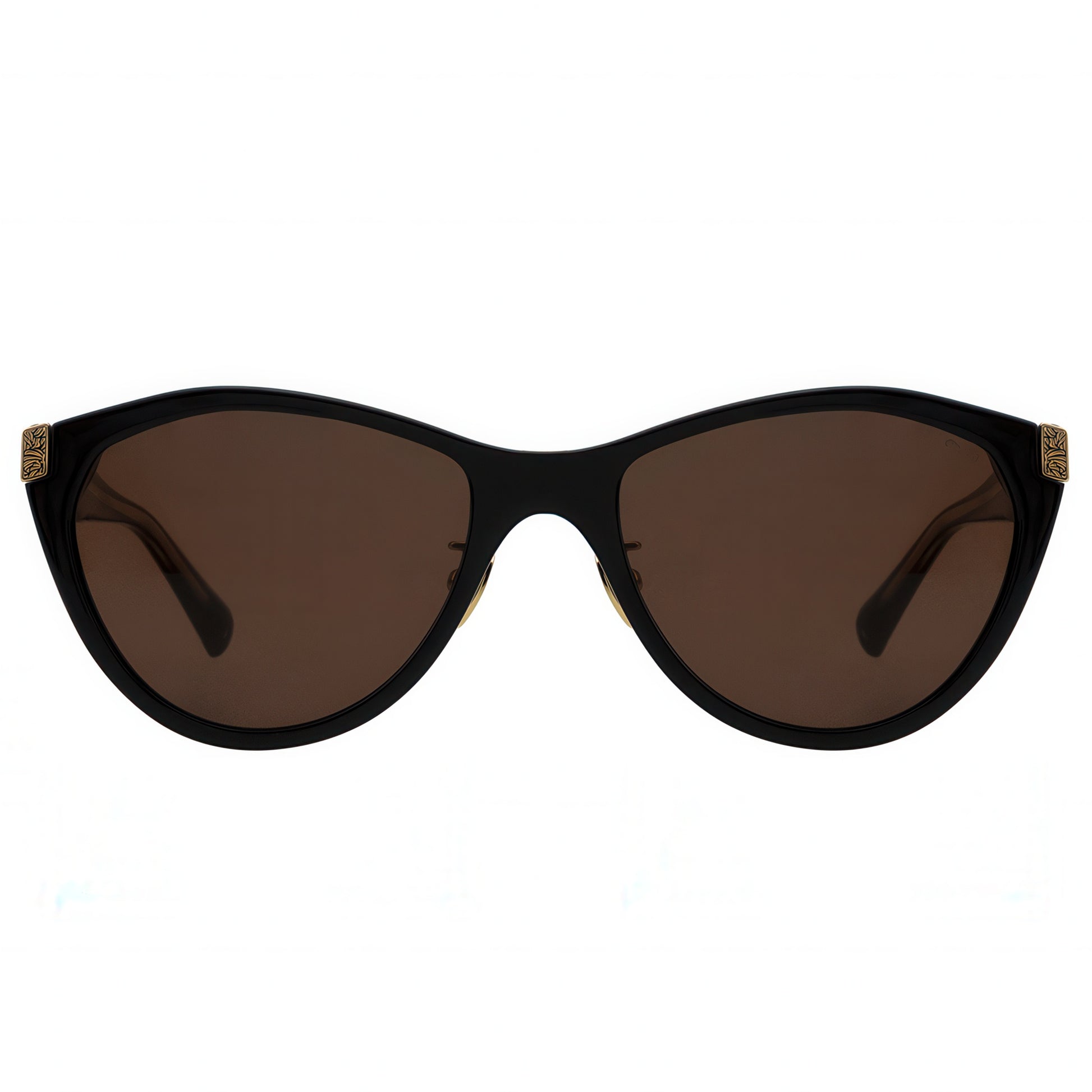 Black cat-eye sunglasses with brown lenses 