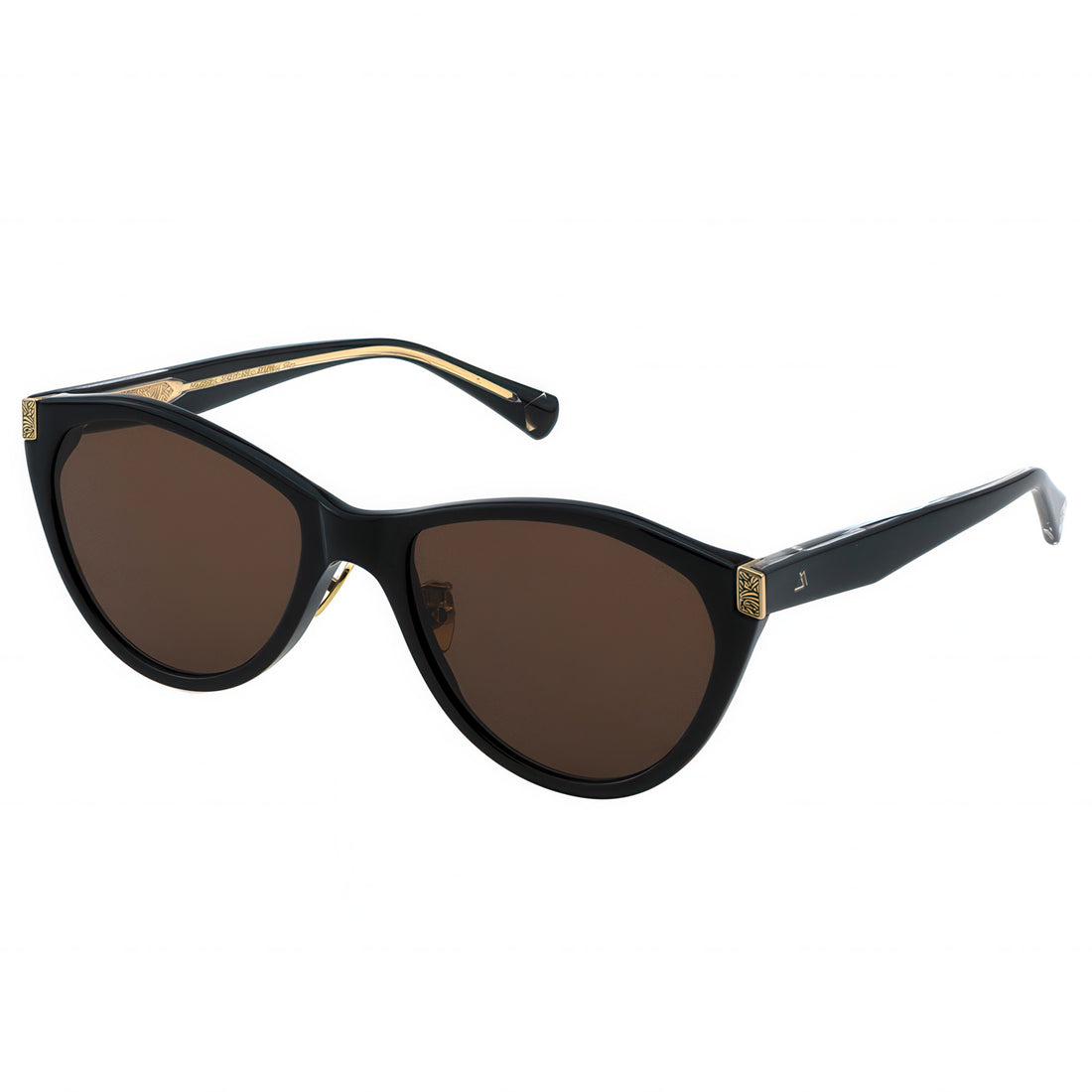 Black cat-eye sunglasses with brown lenses 