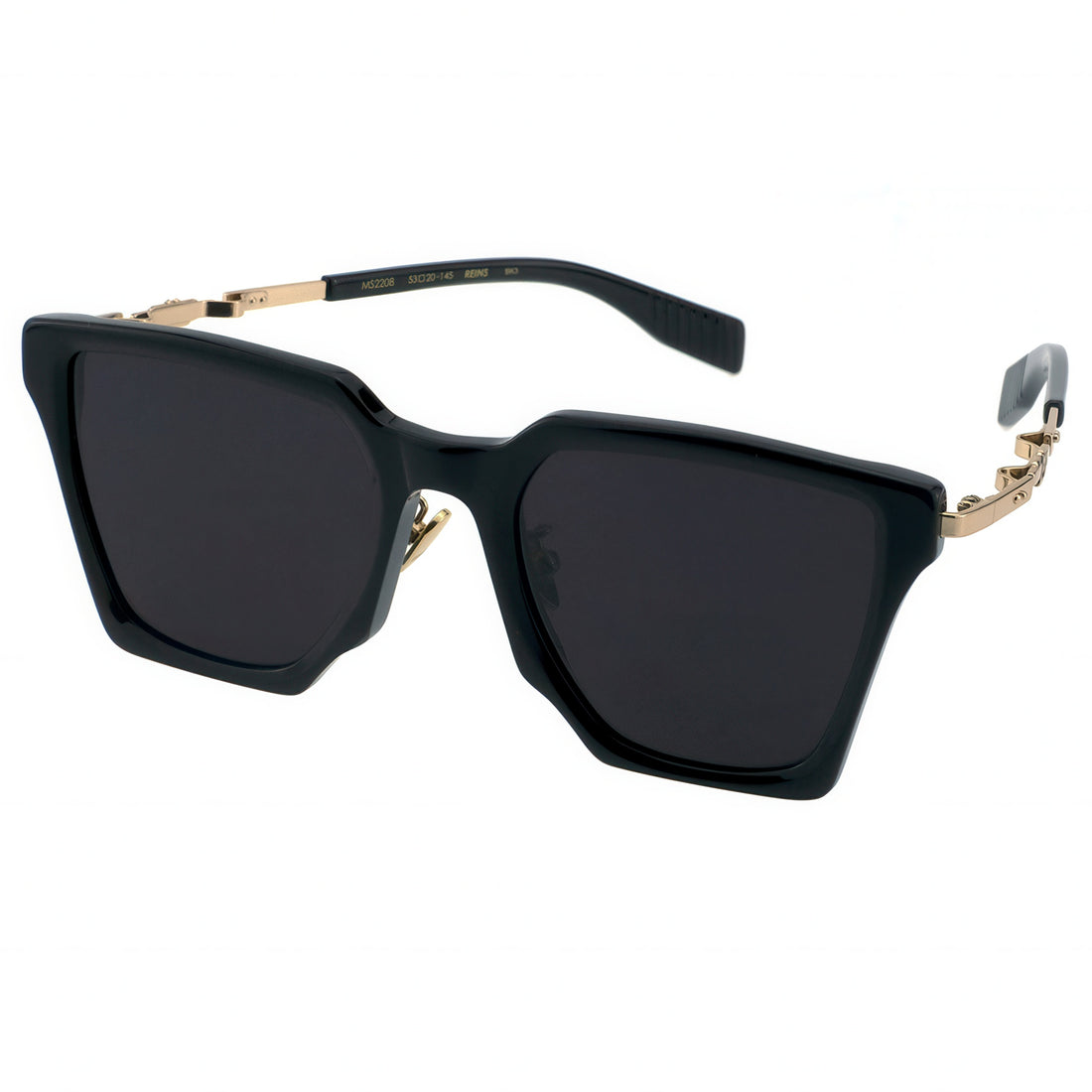 Black sunglasses with dark lenses on a white background