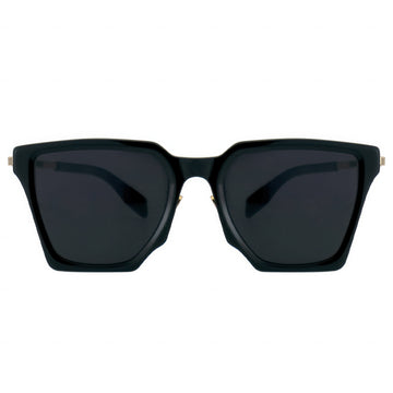 Black sunglasses with dark lenses on a white background