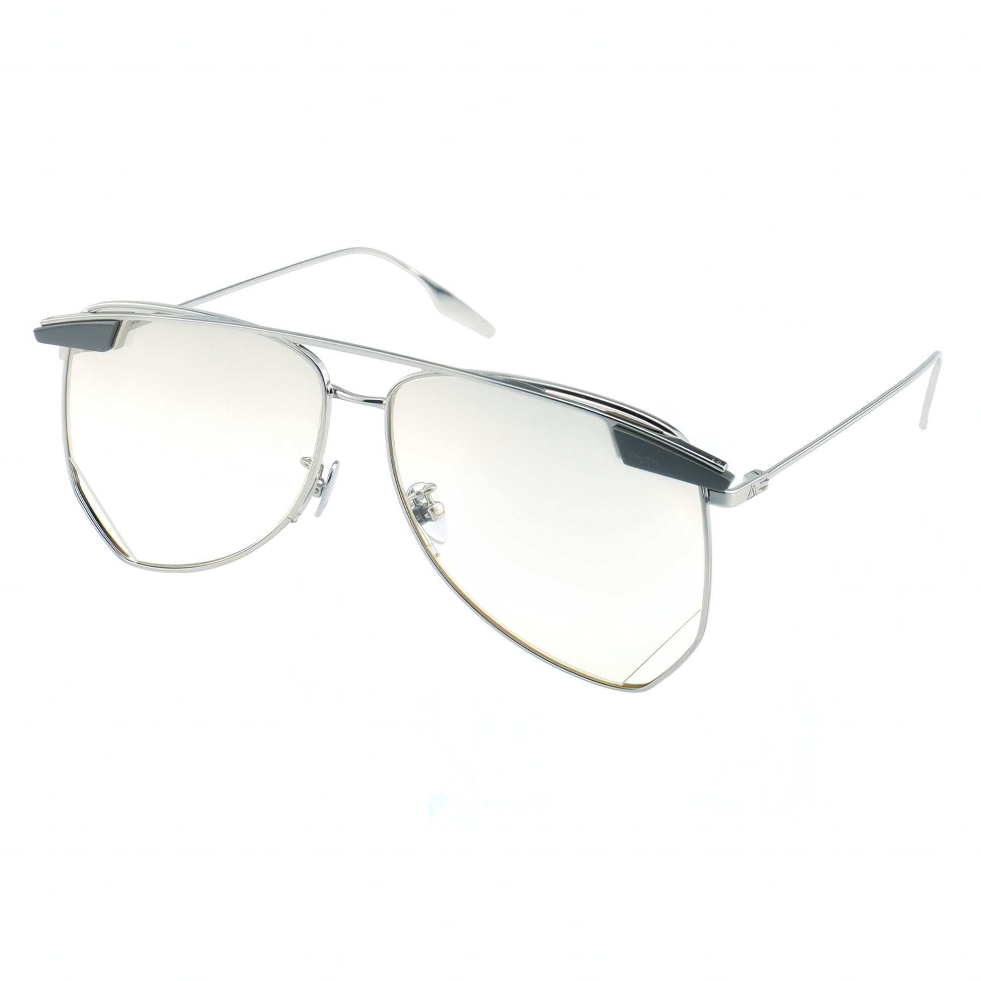 Silver aviator sunglasses on a white background