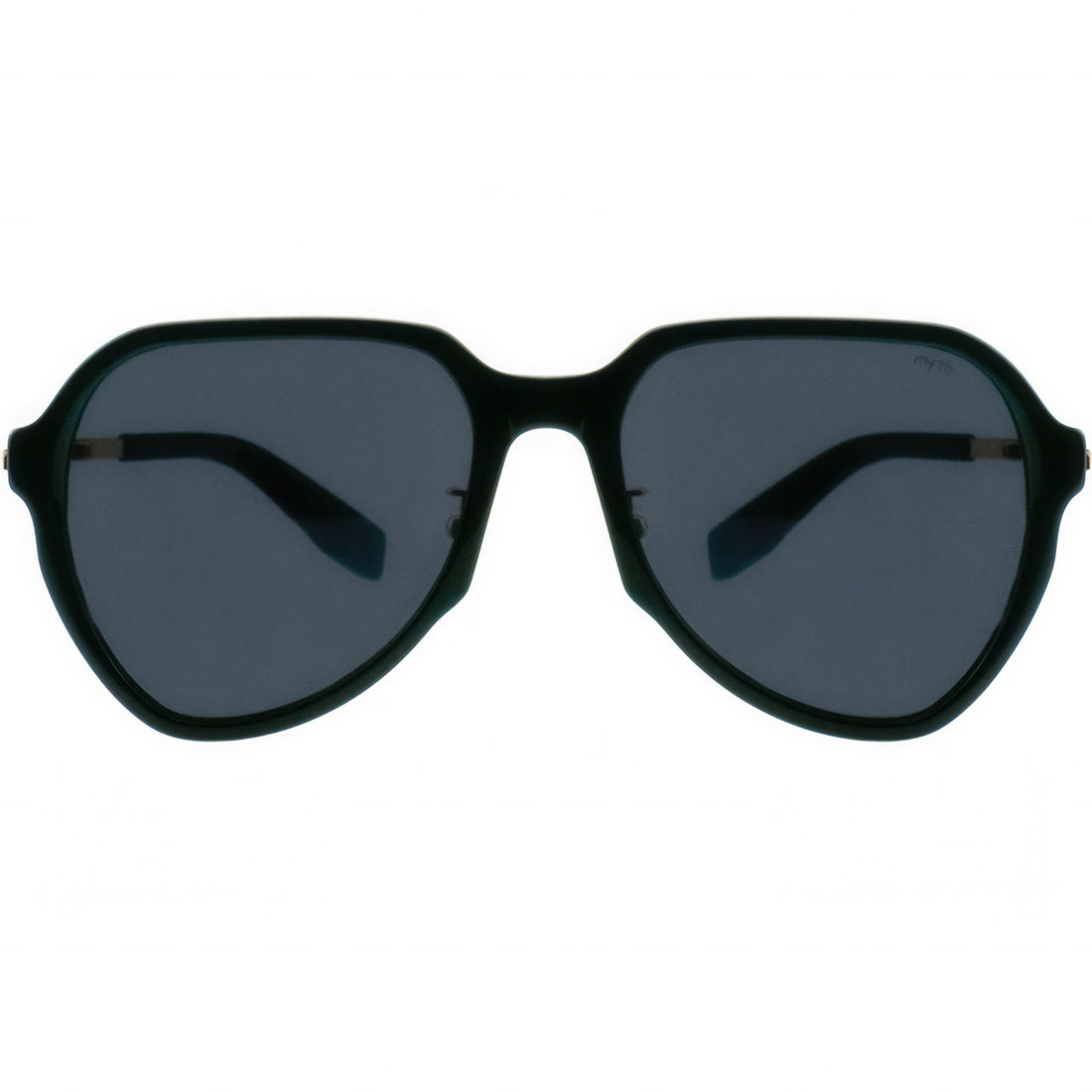 Black aviator sunglasses on a white background