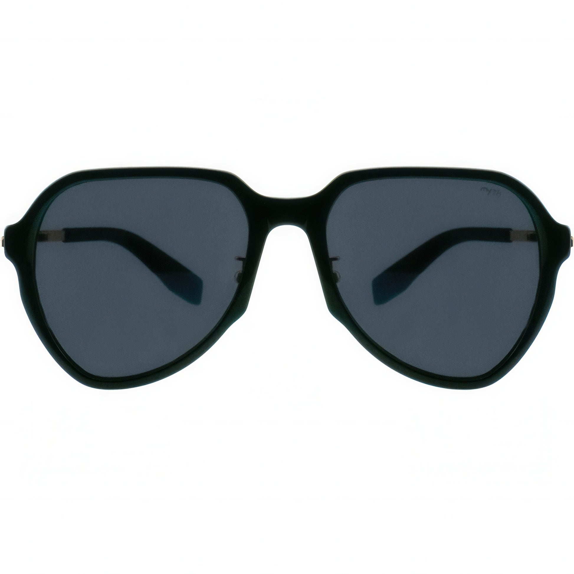 Black aviator sunglasses on a white background