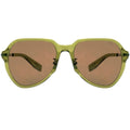 Sunglasses with green frame and brown lenses on a white background