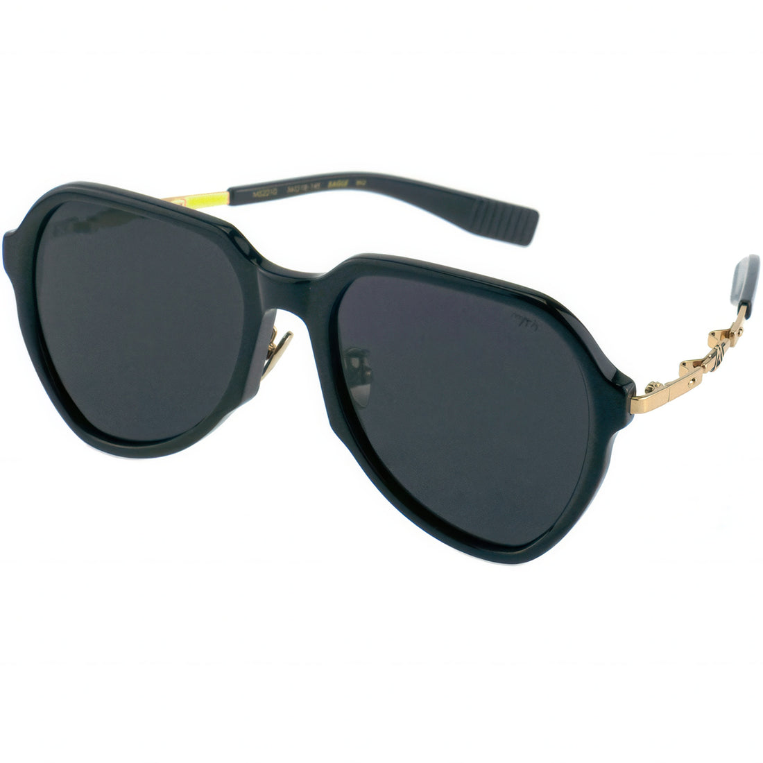 Black aviator sunglasses on a white background