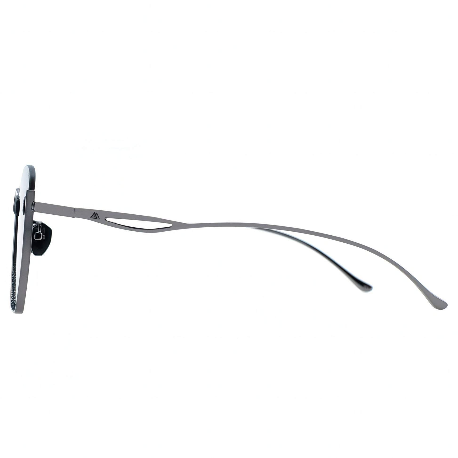 Sunglasses with thin metal frame on a white background