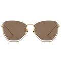 Sunglasses with gold frame and brown lenses on a white background