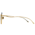 Gold eyeglasses on a white background