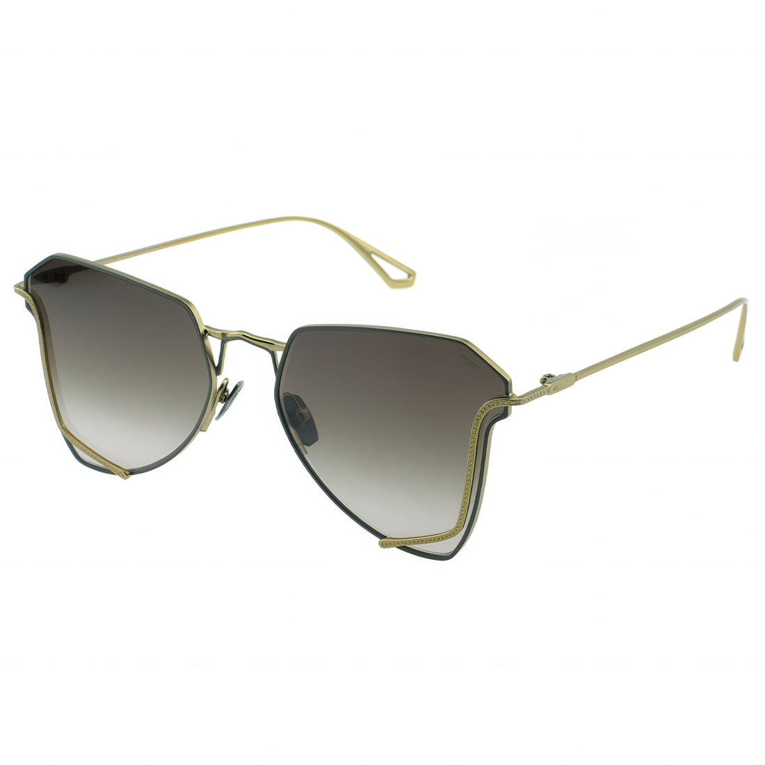 Irregular sunglasses with gradient lenses on a white background