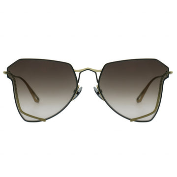 Irregular sunglasses with gradient lenses on a white background