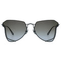 Sunglasses with dark gradient lenses on a white background