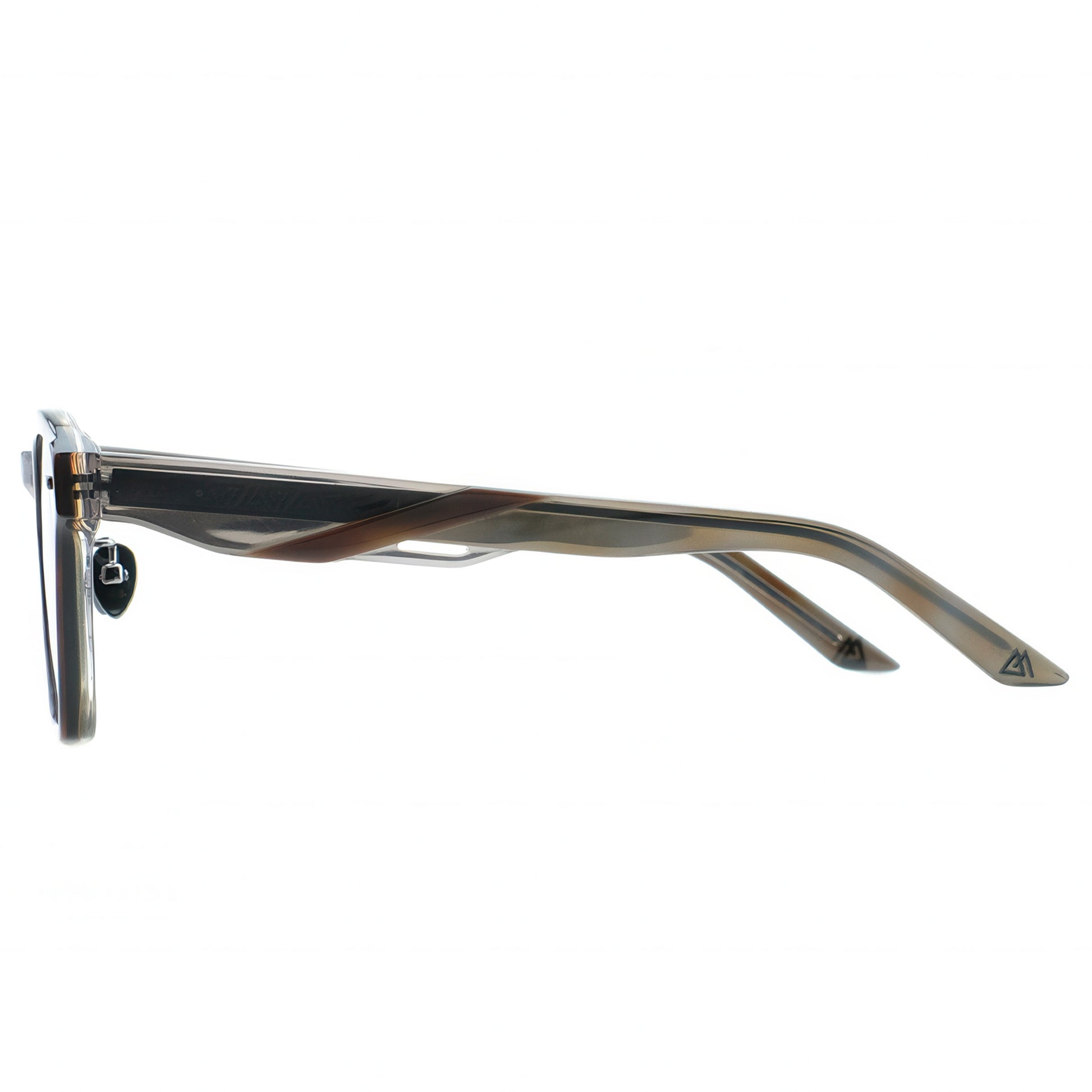 Sunglasses with a wavy frame design on a white background