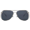 Aviator sunglasses with dark lenses on a white background