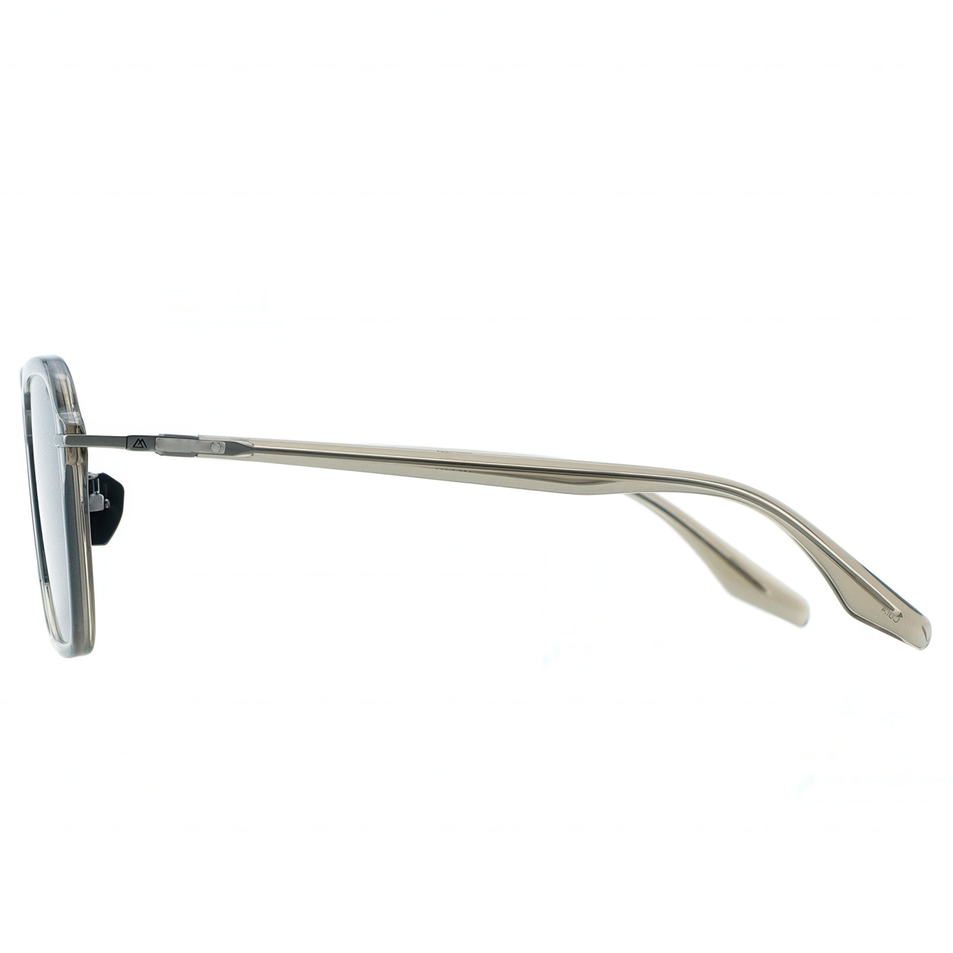 Sunglasses with a metallic frame on a white background