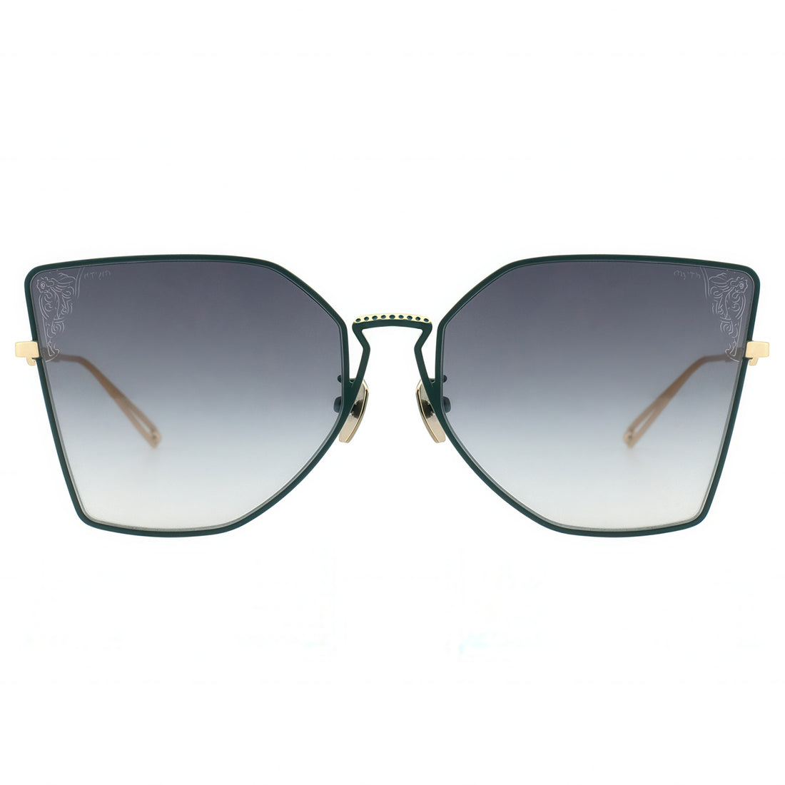 Sunglasses with a gradient lens on a white background